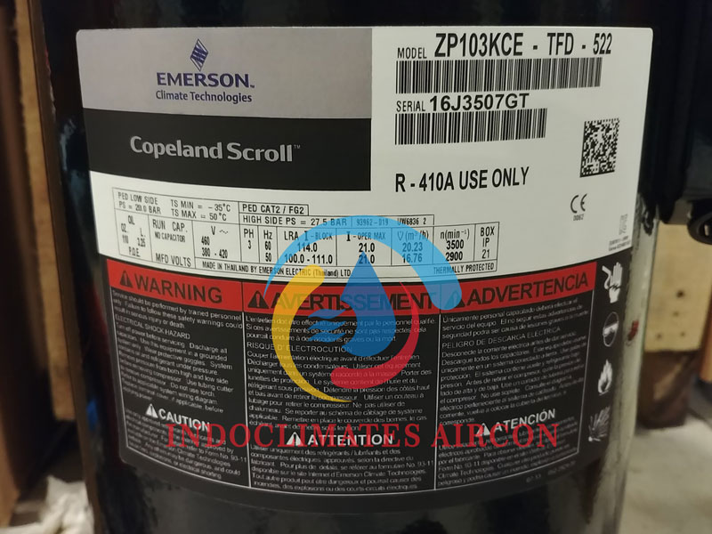 Compressor Copeland Scroll ZP103KCE-TFD-522