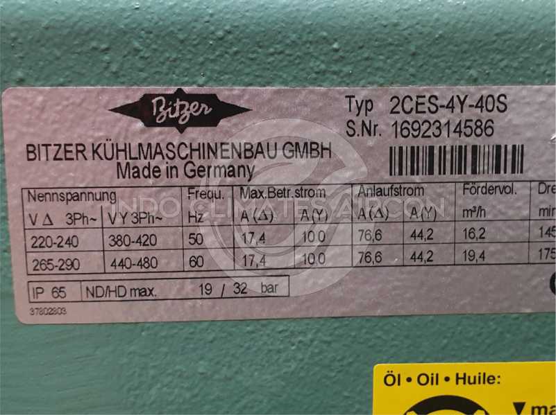 jual compressor bitzer semi hermetic 2ces-4y-40s