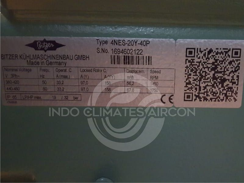 jual compressor bitzer semi hermetic 4nes-20y-40p